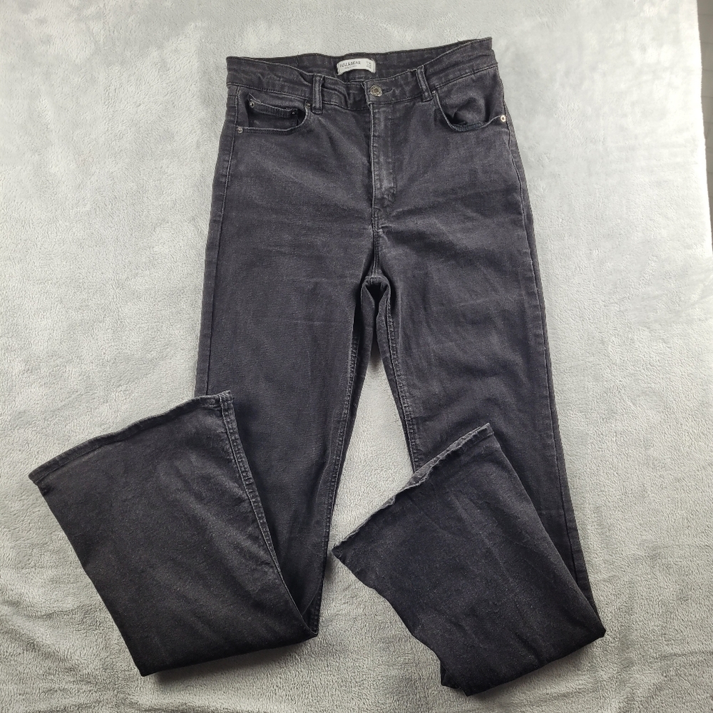 Pull&Bear Women's High Rise Flared Jeans Black Size 8